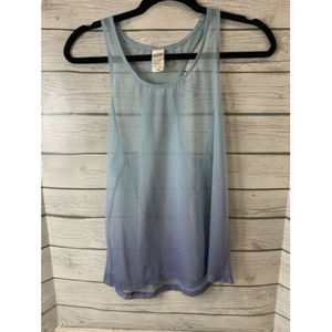 Victoria Secret Sport Size S Sheer Mesh Tank Top Racerback Blue Ombré VS Layer